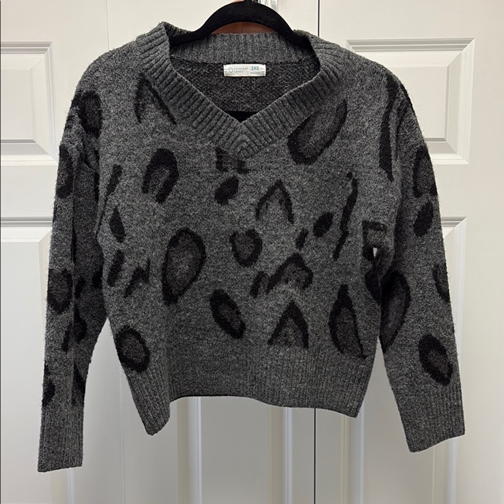 Grey Leopard Print Sweater